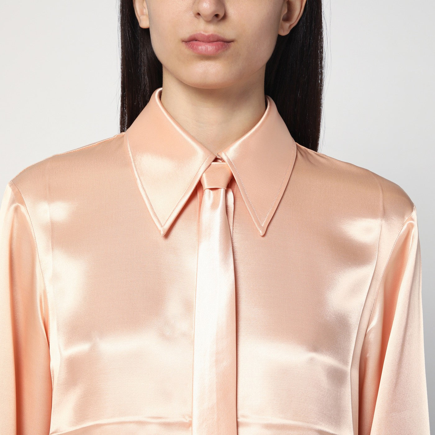 Jil Sander Shirt With Pink Tie In Shiny Viscose Blend Women JIL SANDER