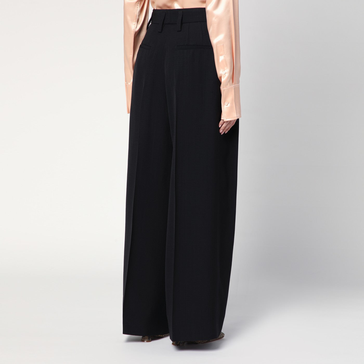 Jil Sander Wide Black Pants In Silk Blend Women JIL SANDER