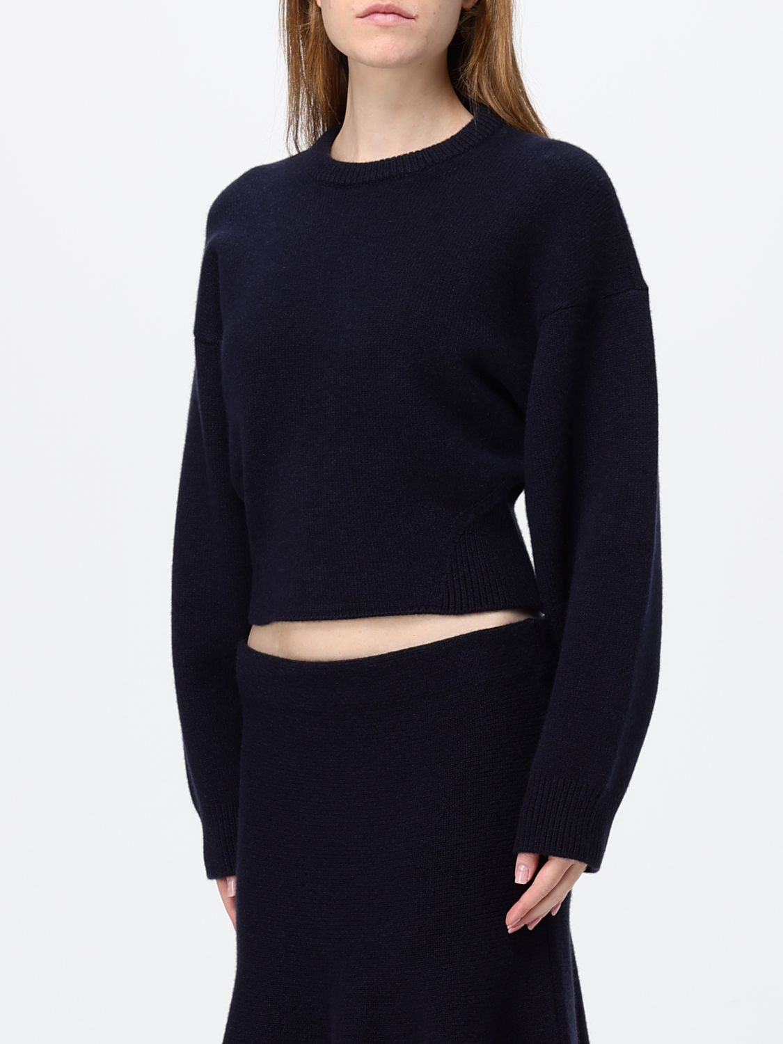 Alai�A Women Alaia Cropped Cashmere Crewneck Jumper With Dropped Shoulders ALAIA