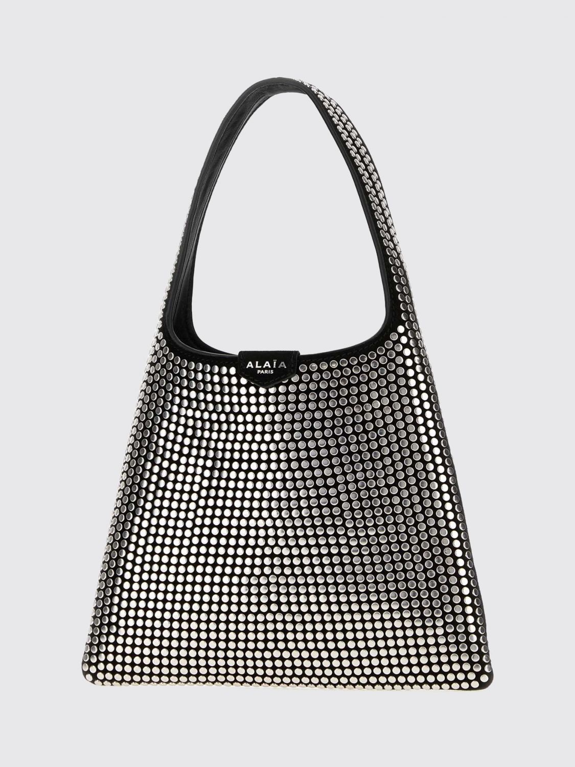 Alai�A Women Studded Leather Hobo Bag Alaia With Flat Handle ALAIA