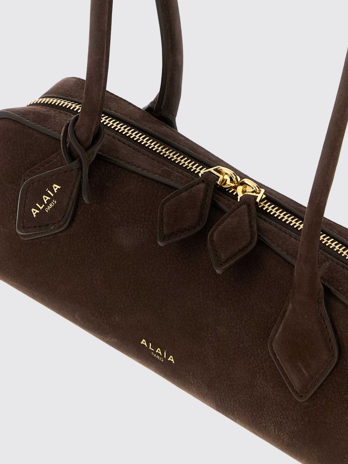 Alai�A Women Le Teckel Nubuck Shoulder Bag Alaia With Double Handle ALAIA