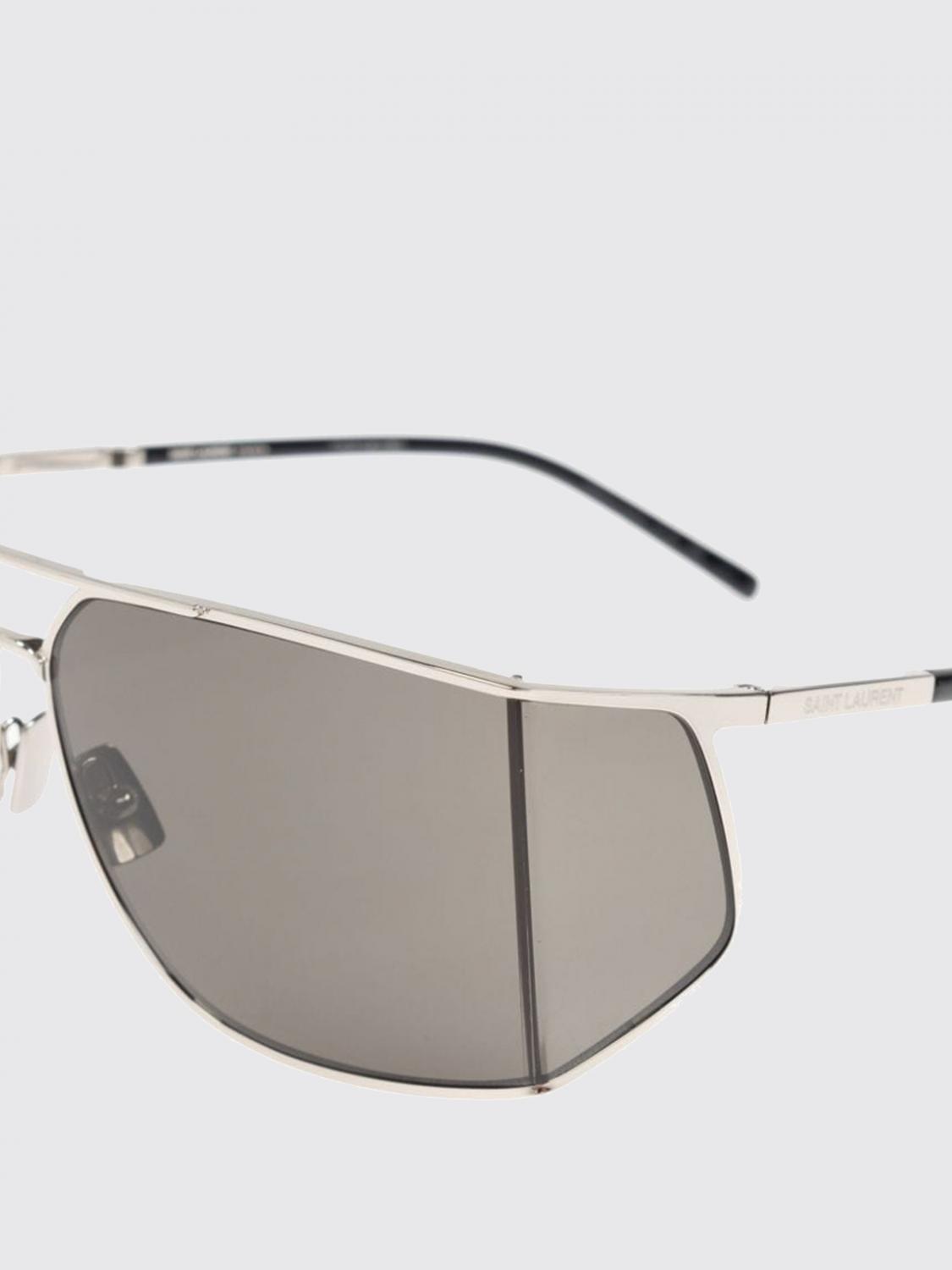 Saint Laurent Women Saint Laurent Metal Shield Sunglasses With Double Bridge And Smoked Lenses SAINT LAURENT