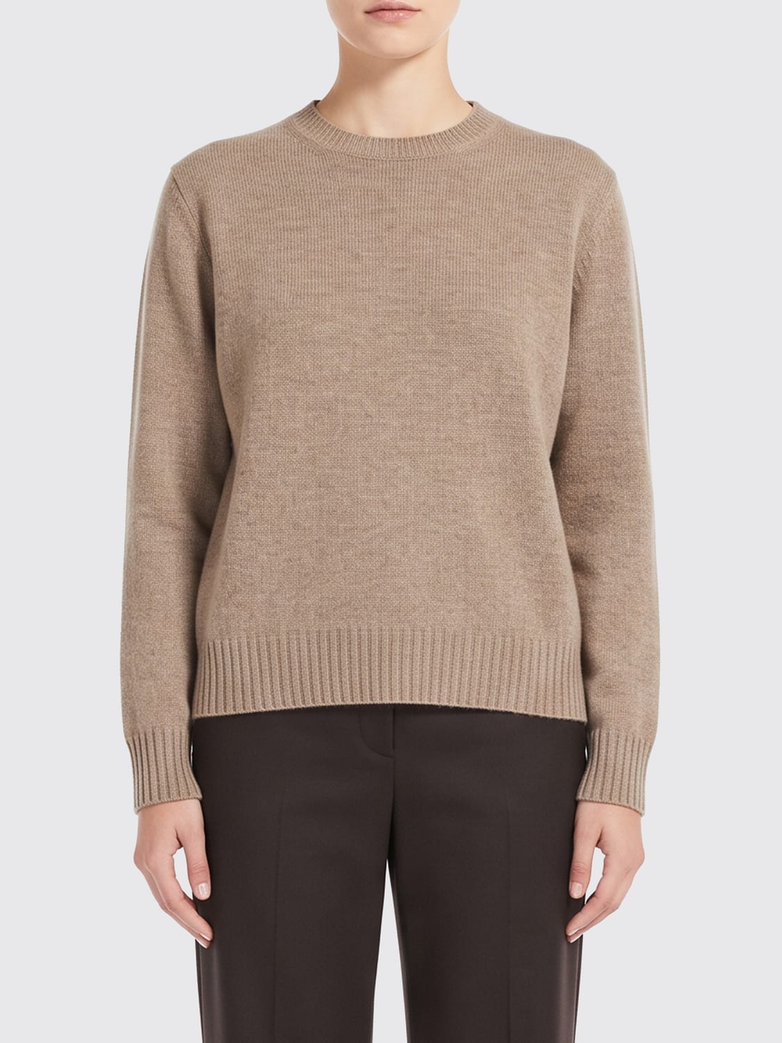 Max Mara Women Max Mara Pure Cashmere Crewneck Jumper With Ribbed Trims MAX MARA