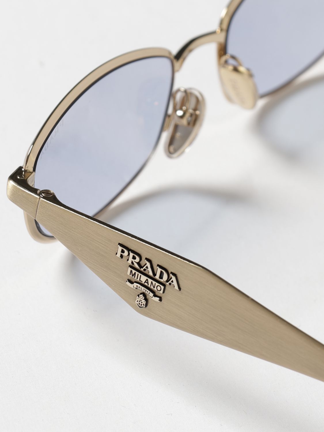 Prada Women Rectangular Metal Sunglasses Prada With Embossed Lettering Logo PRADA