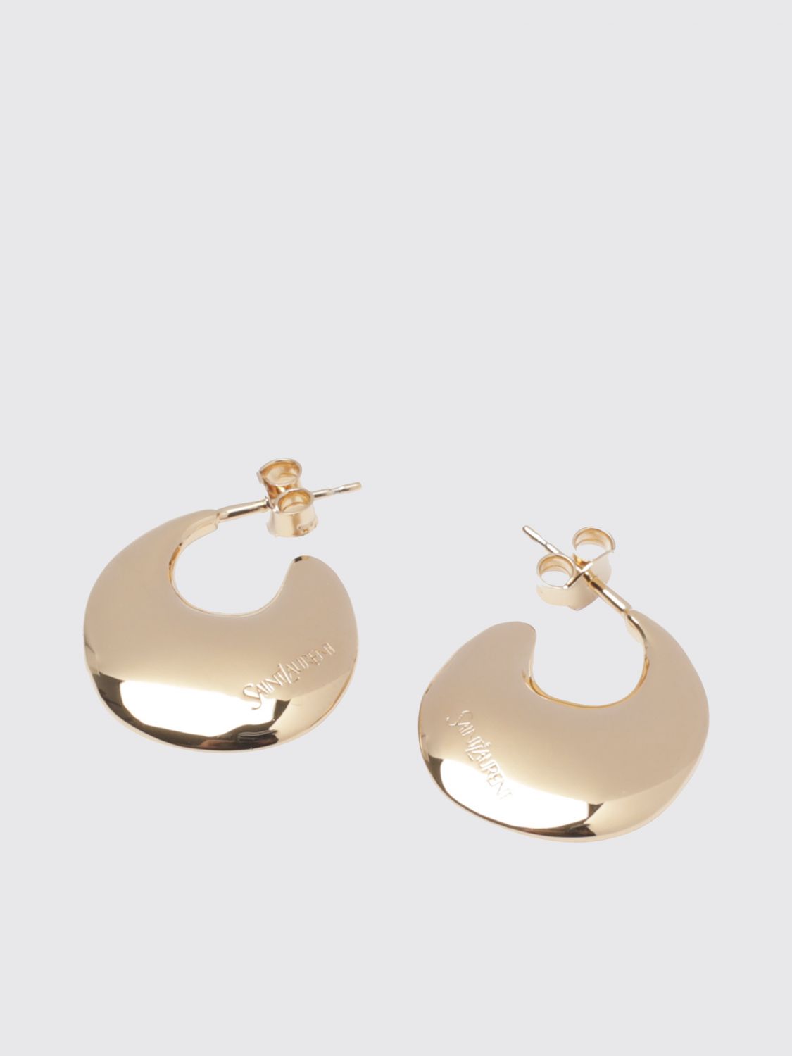 Saint Laurent Women Saint Laurent Teardrop Earrings In Brass With Engraved Logo SAINT LAURENT