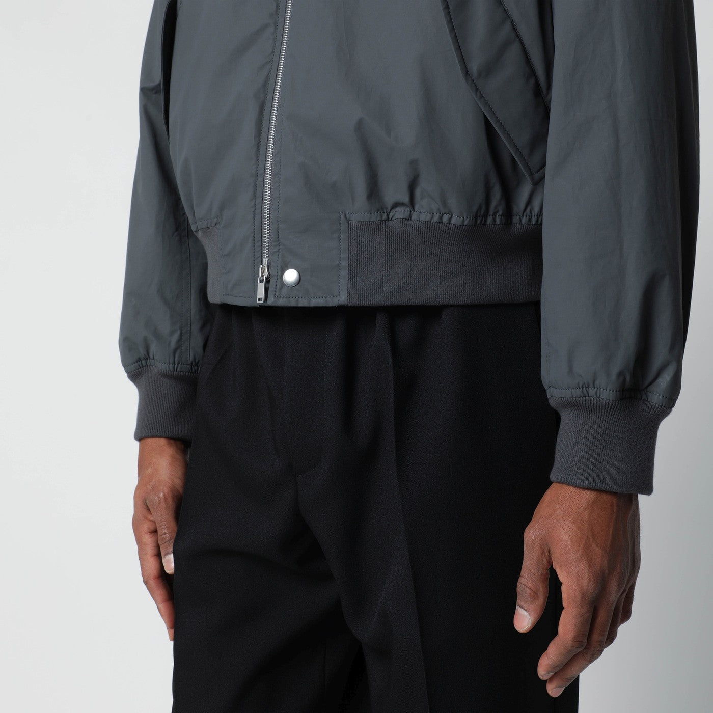 Jil Sander Grey Cotton Zip-Up Bomber Jacket Men JIL SANDER