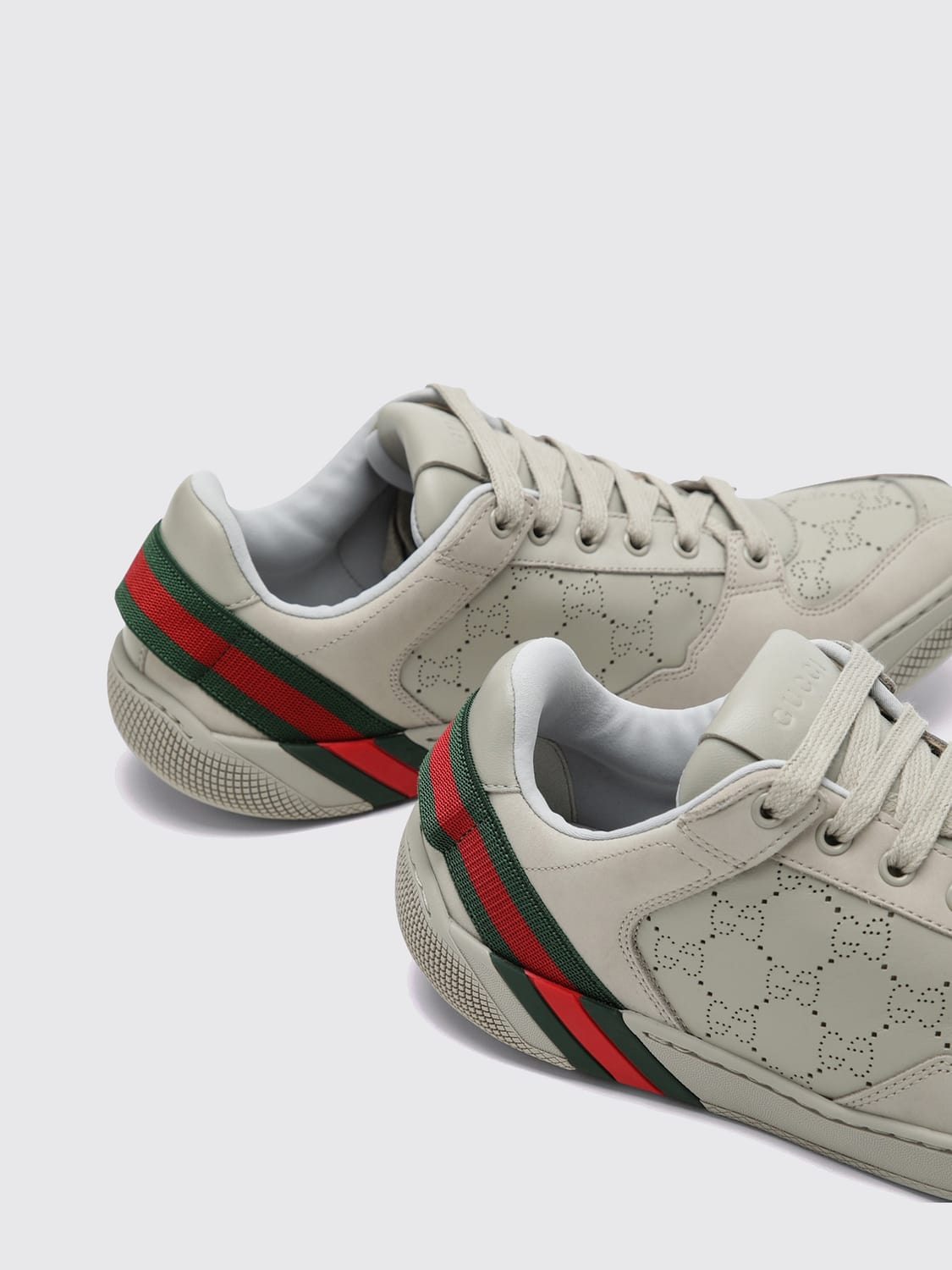 Gucci Men Screener Leather Trainers Gucci With Gg Monogram And Web Detail GUCCI