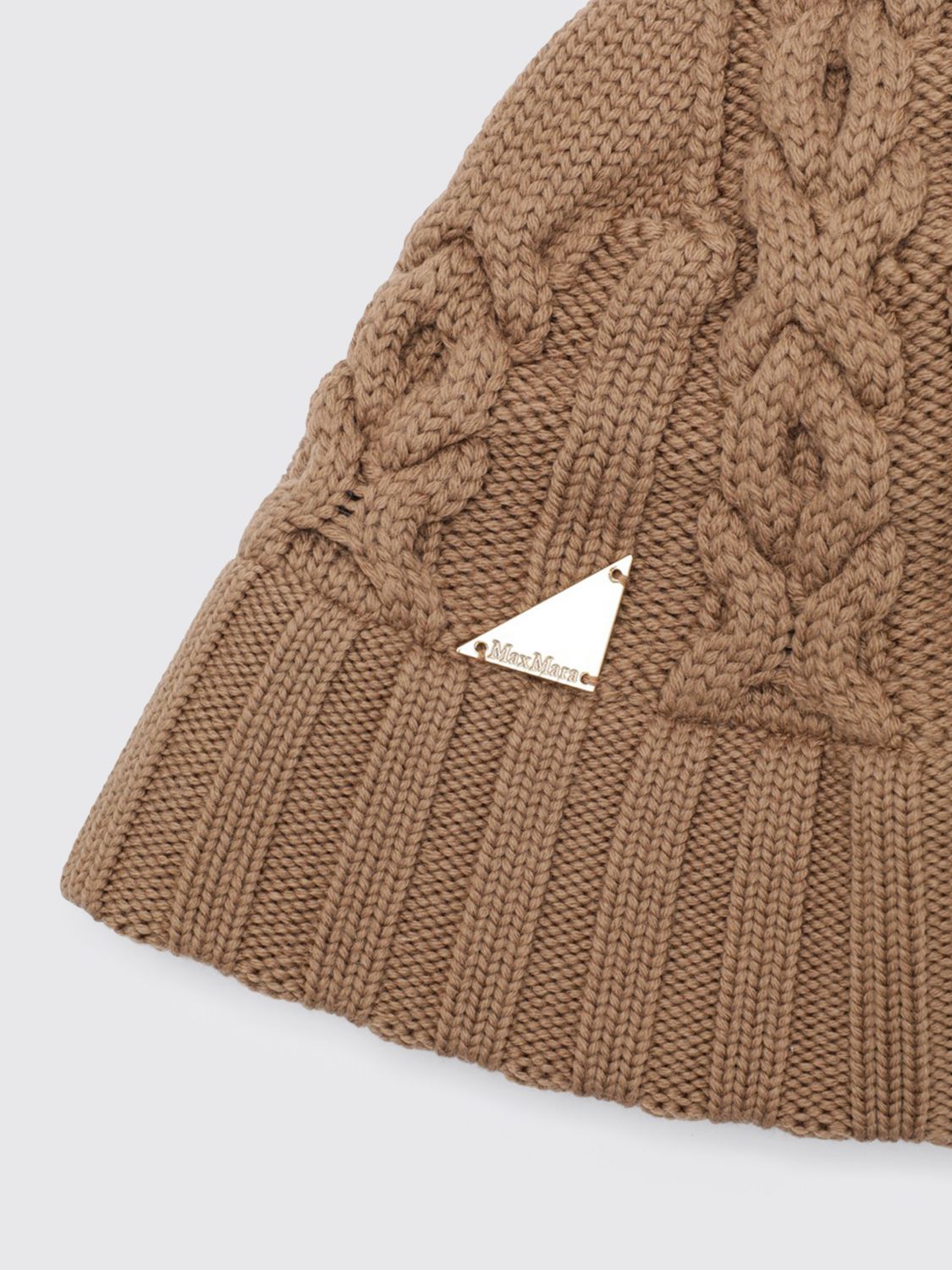 Max Mara Women Max Mara Ribbed Wool Beanie With Metallic Logo Applique MAX MARA