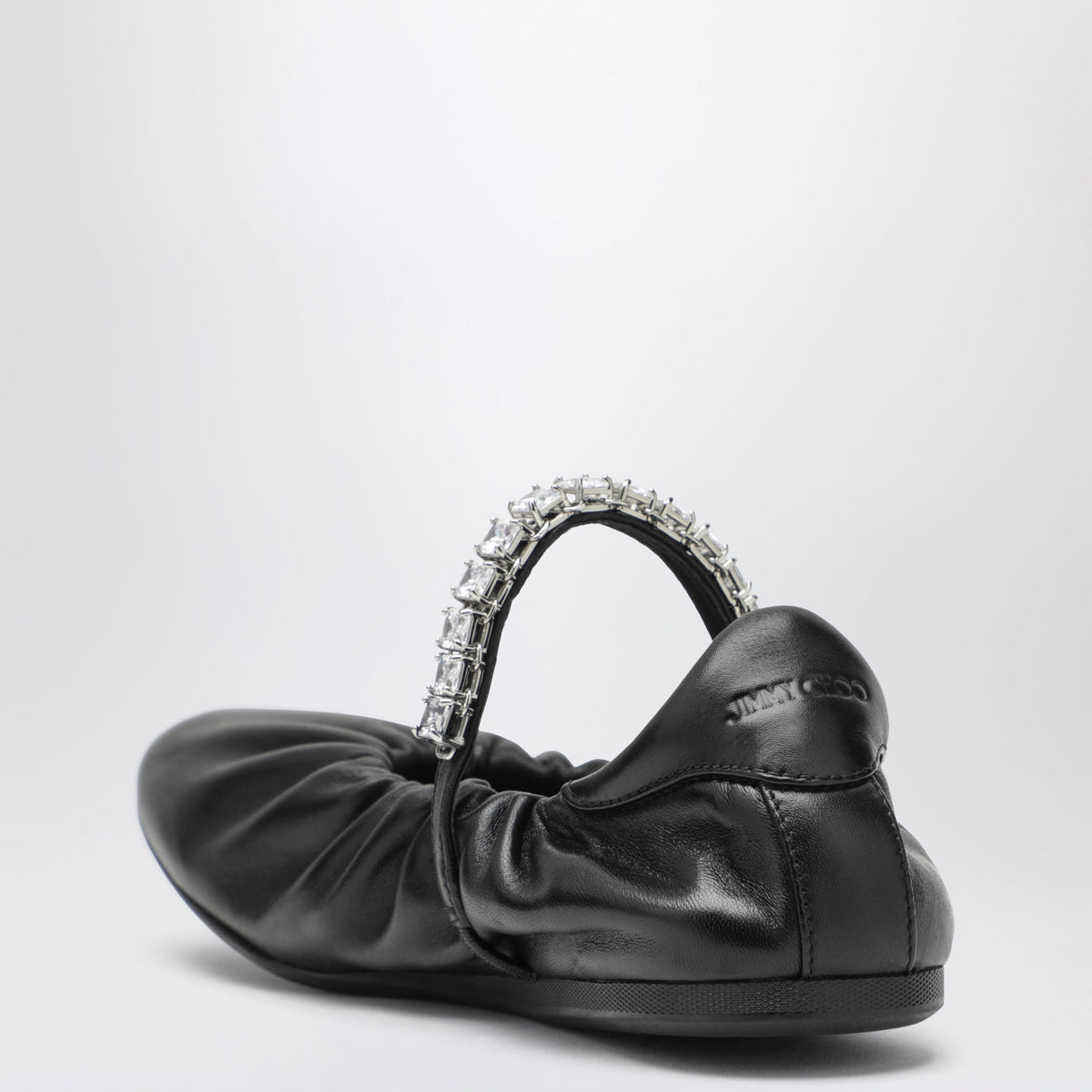Jimmy Choo Jade Ballet Flats In Black Nappa Leather With Crystal-Embellished Strap Women JIMMY CHOO