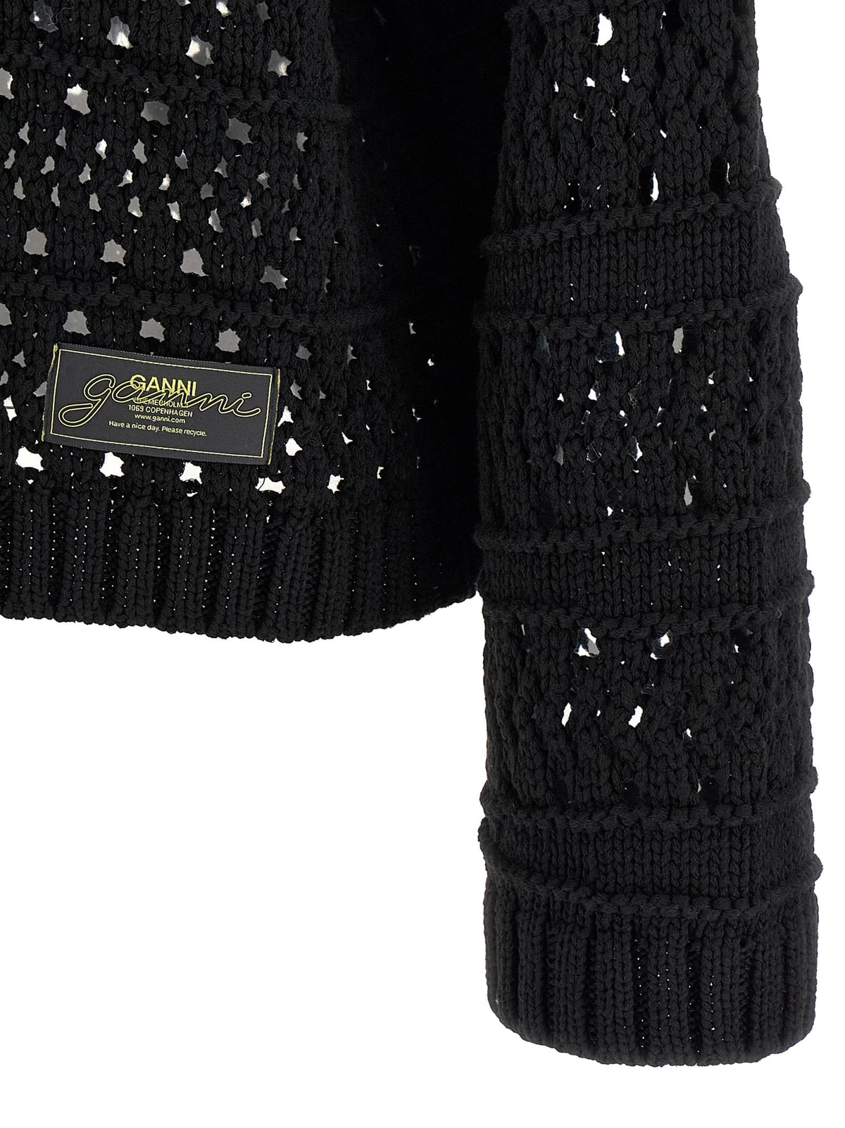Ganni Women 'Black Crochet V-Neck' Sweater GANNI