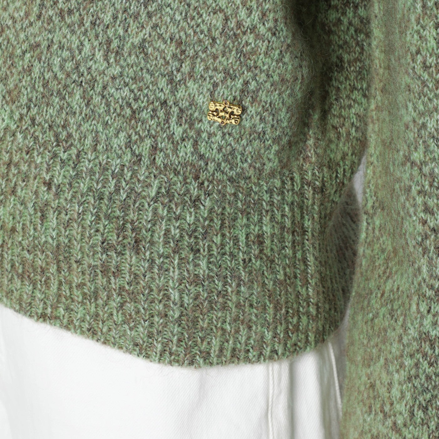 Ganni Green Wool-Blend Textured Sweater Women GANNI