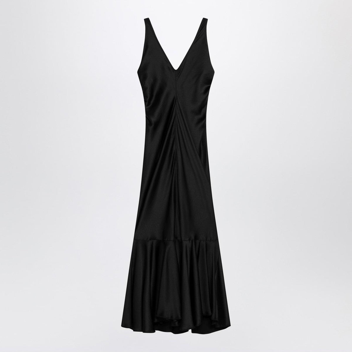 Sportmax Long Black Dress In Satin Women SPORTMAX