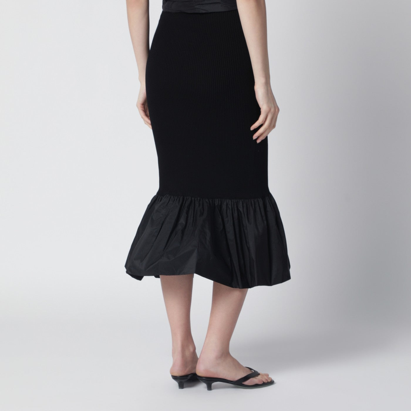 Patou Black Skirt With Faille Ruffle Hem Women PATOU