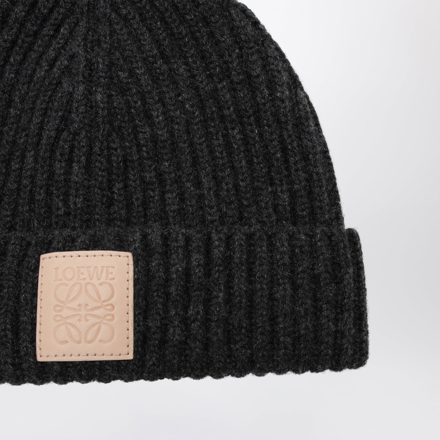 Loewe Black Ribbed Cashmere Beanie Men LOEWE