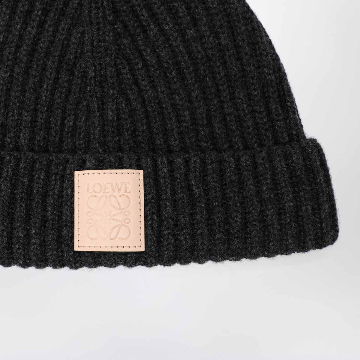 Loewe Black Ribbed Cashmere Beanie Women LOEWE