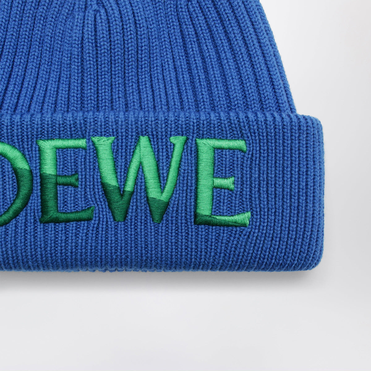 Loewe Electric Blue Wool Beanie With Embroidered Logo Women LOEWE