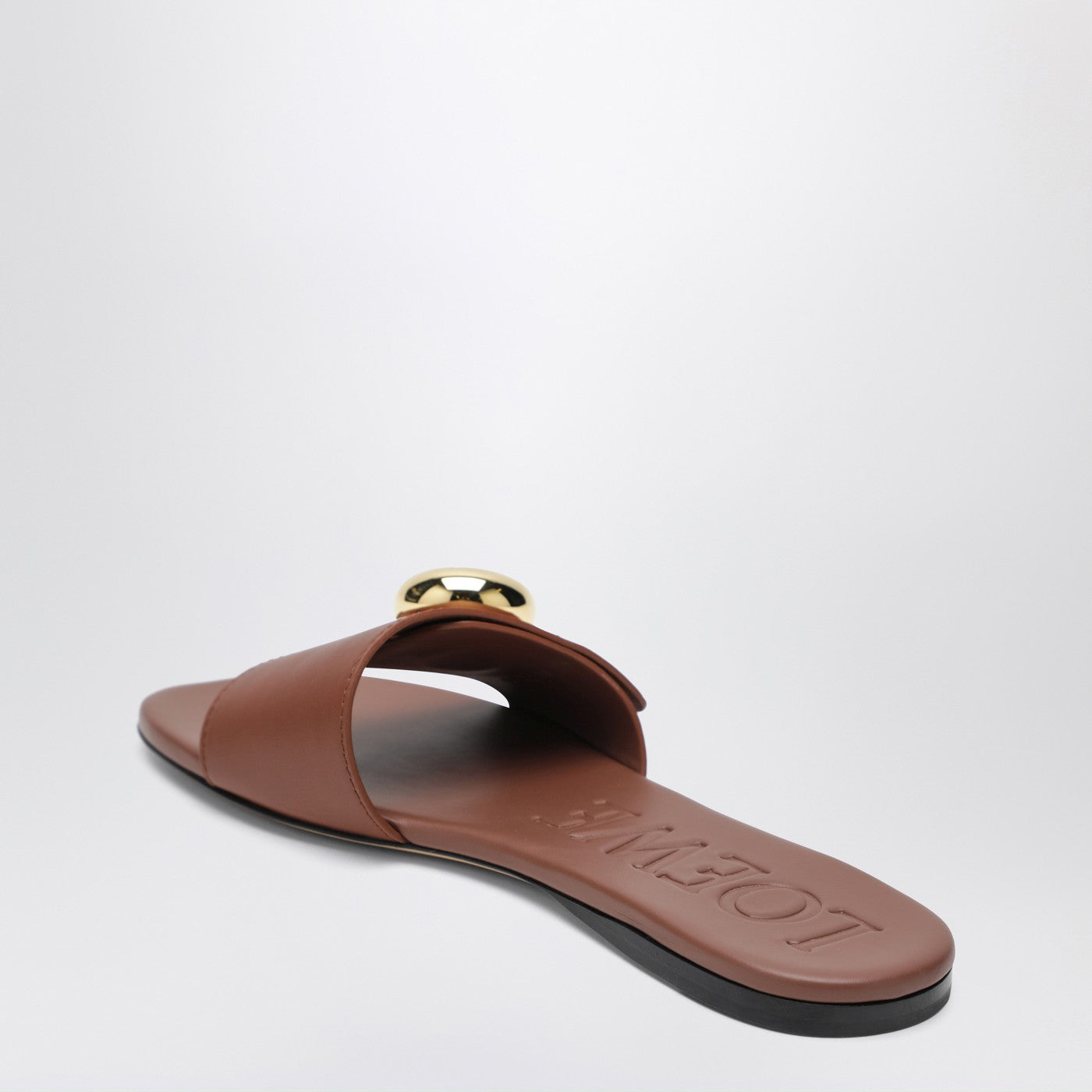 Loewe Rust-Colored Pebble Slides In Leather Women LOEWE