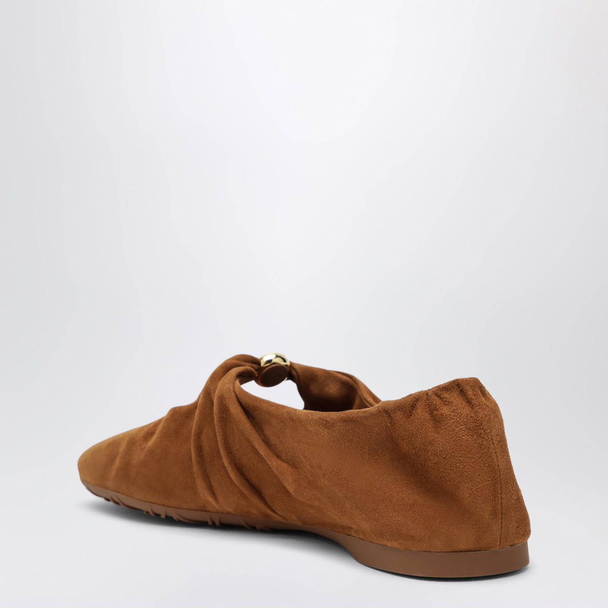 Loewe Pebble Soft Suede Goatskin Ballet Flats In Tan Women LOEWE
