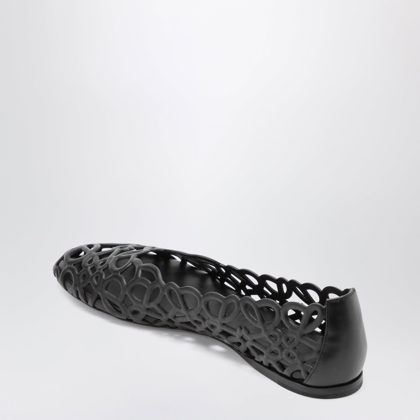 Loewe Black Petal Anagram Ballet Flats In Leather Women LOEWE