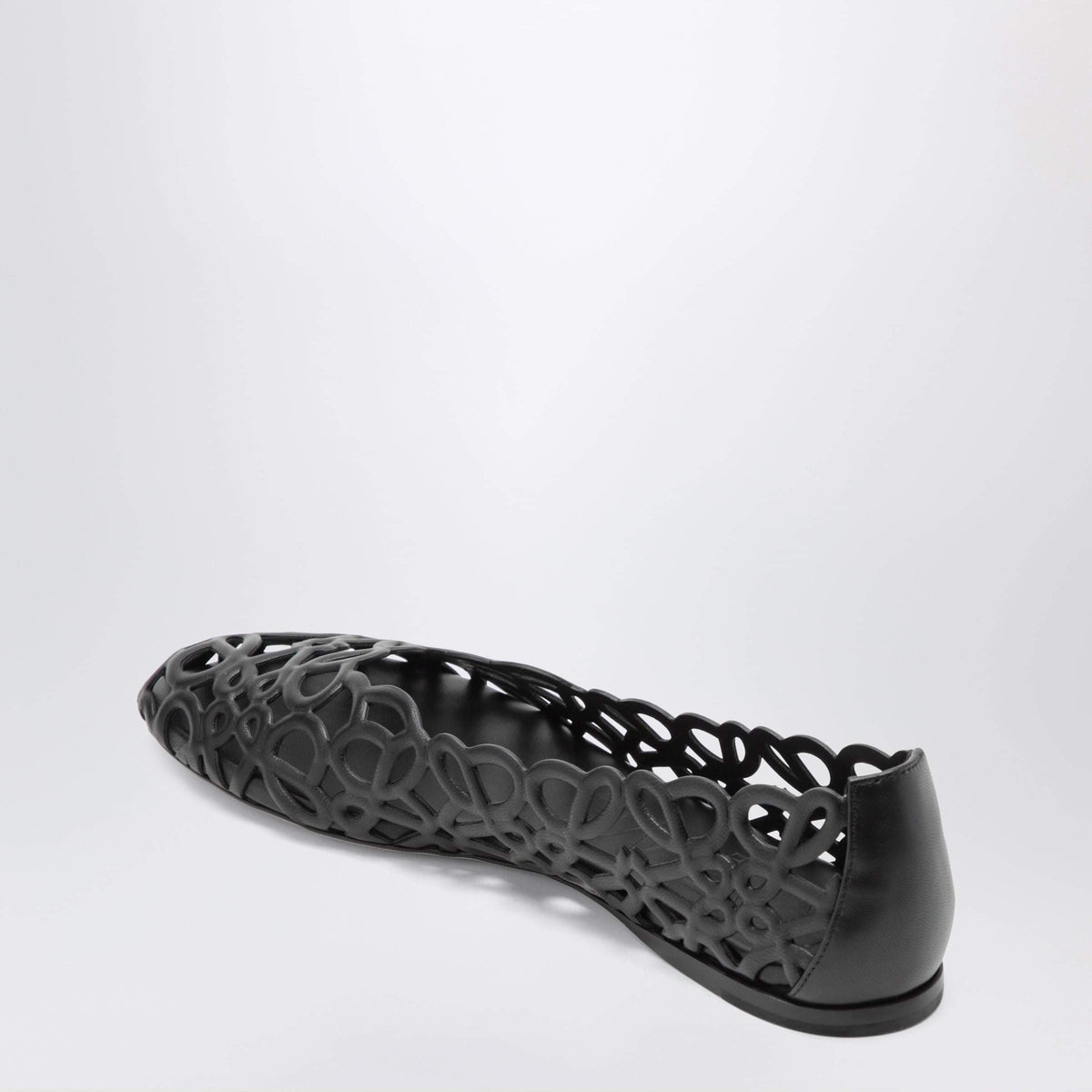 Loewe Black Petal Anagram Ballet Flats In Leather Women LOEWE