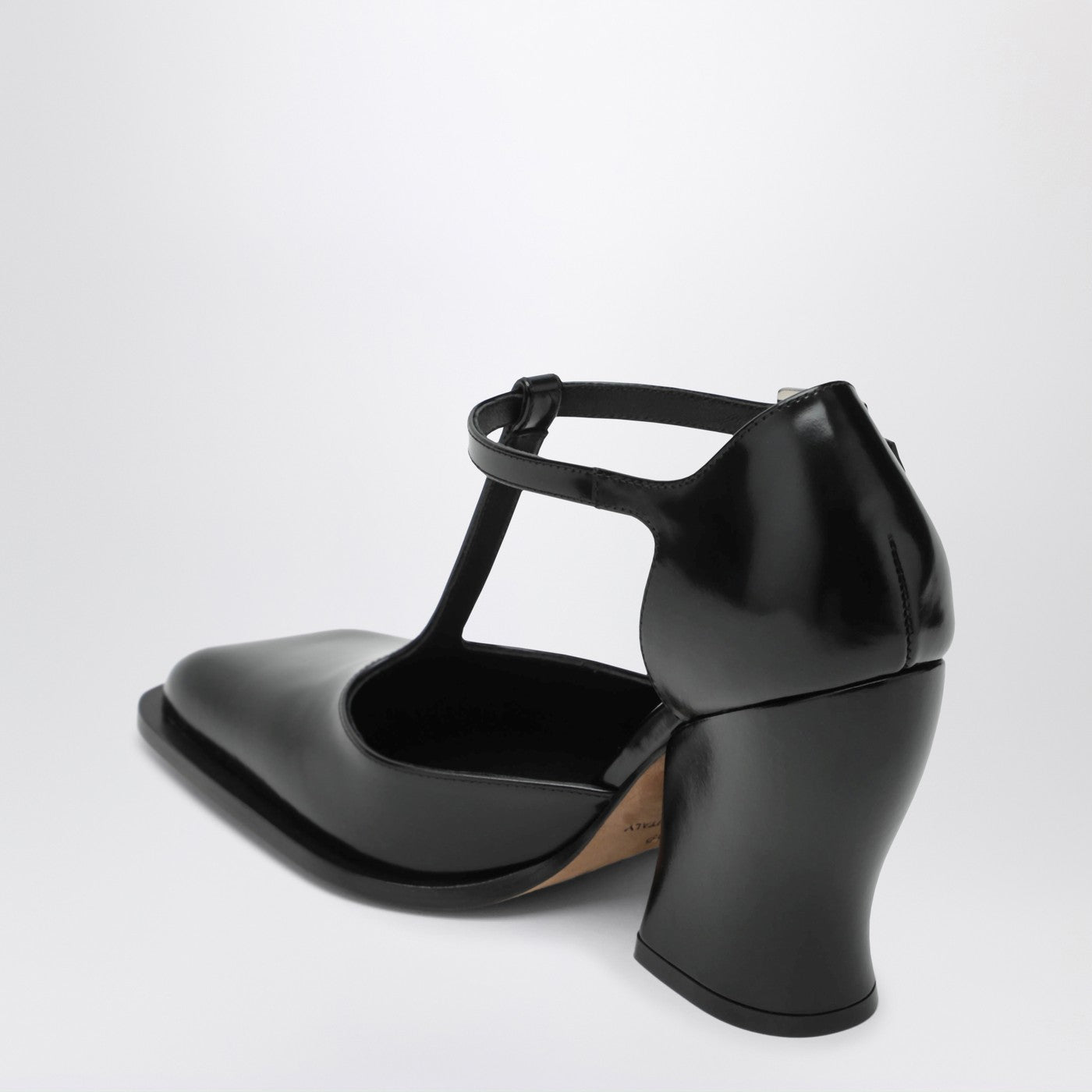 Loewe Black Onda T-Bar Pumps In Polished Leather Women LOEWE