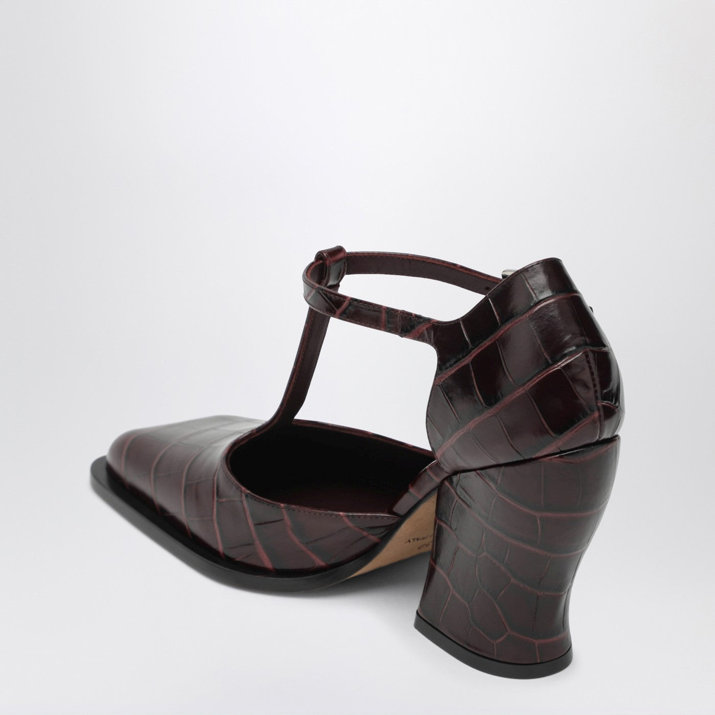 Loewe Burgundy Onda T-Bar Pumps In Embossed Leather Women LOEWE