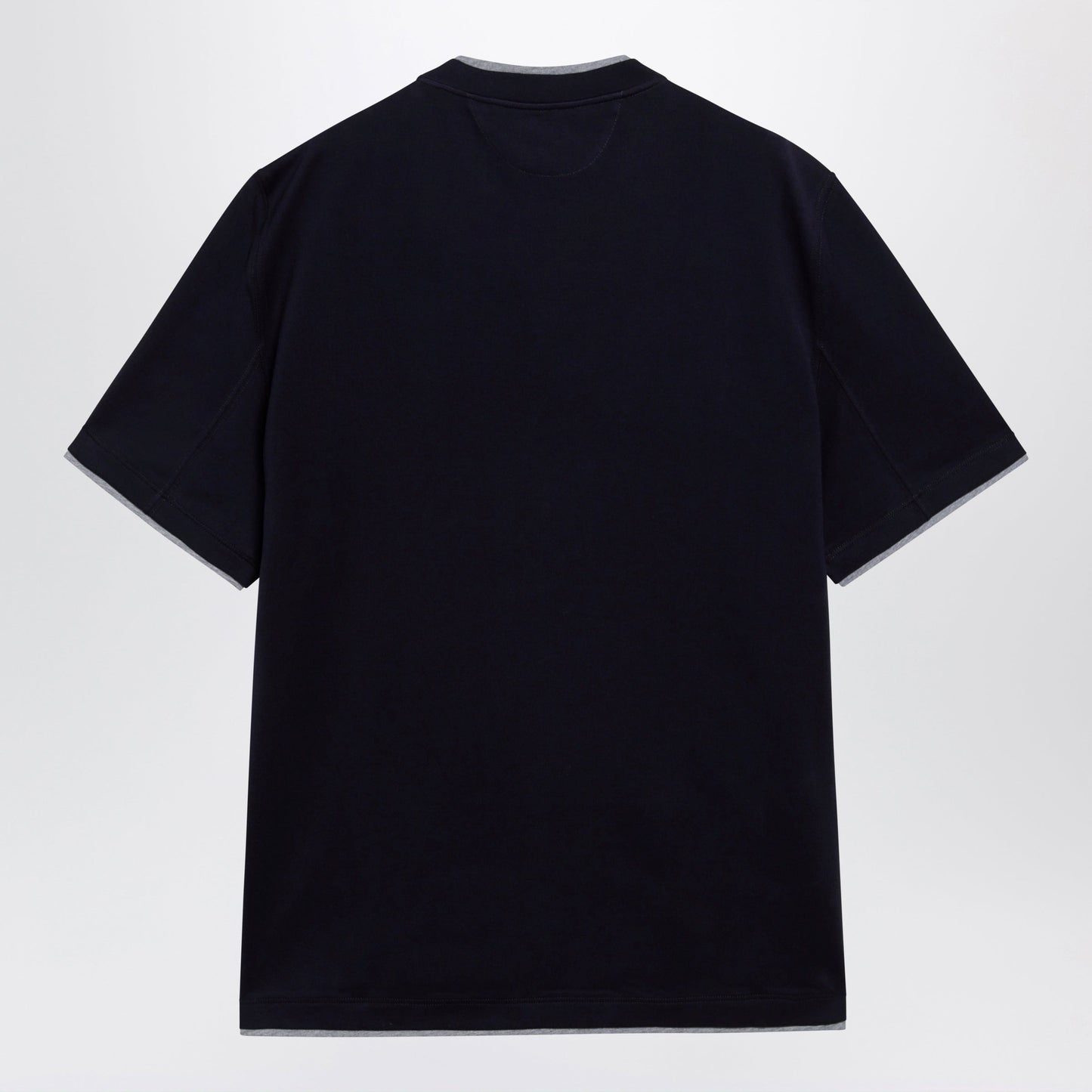 Brunello Cucinelli Crew-Neck Cotton Jersey T-Shirt With Faux Layering, Cobalt Men BRUNELLO CUCINELLI