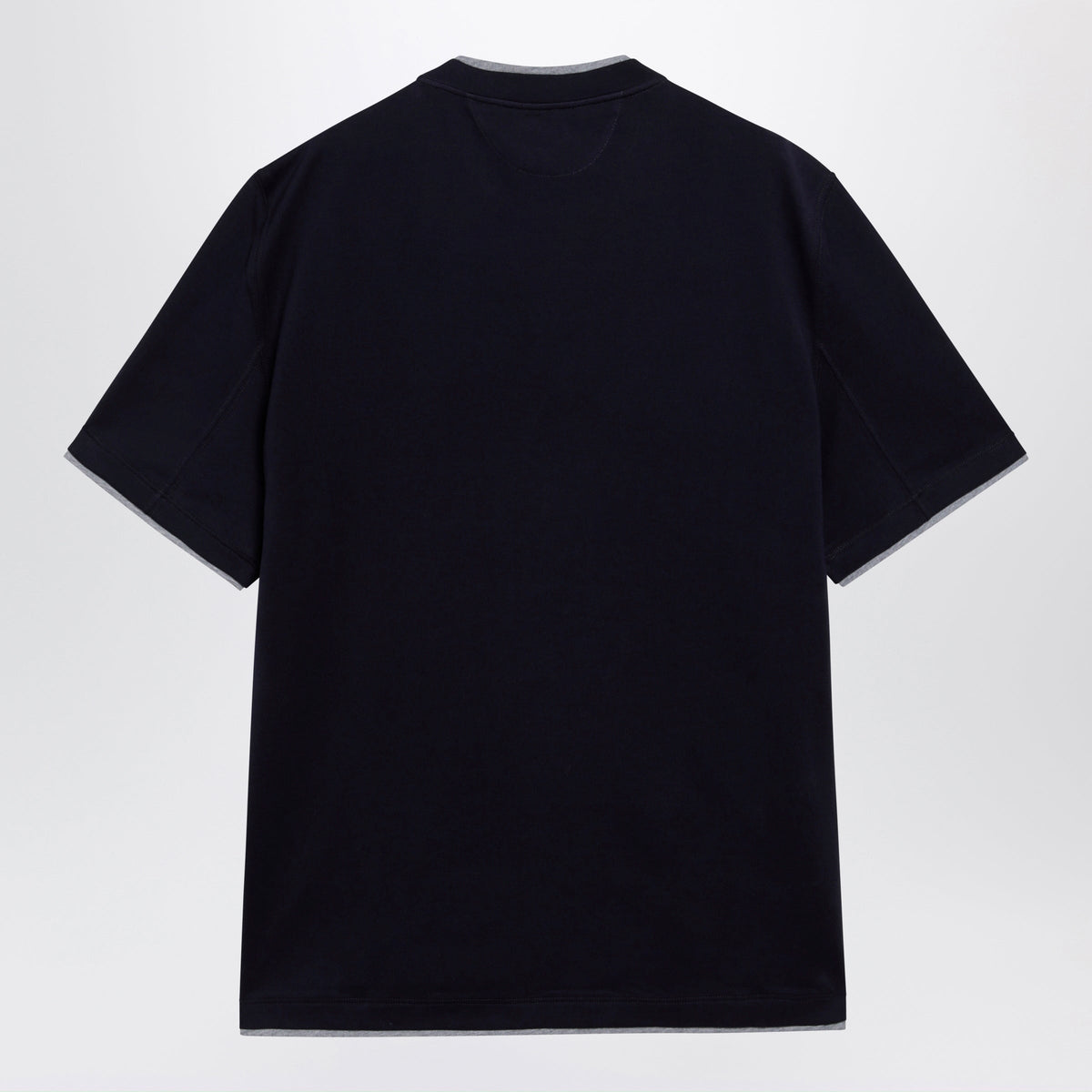 Brunello Cucinelli Crew-Neck Cotton Jersey T-Shirt With Faux Layering, Cobalt Men BRUNELLO CUCINELLI