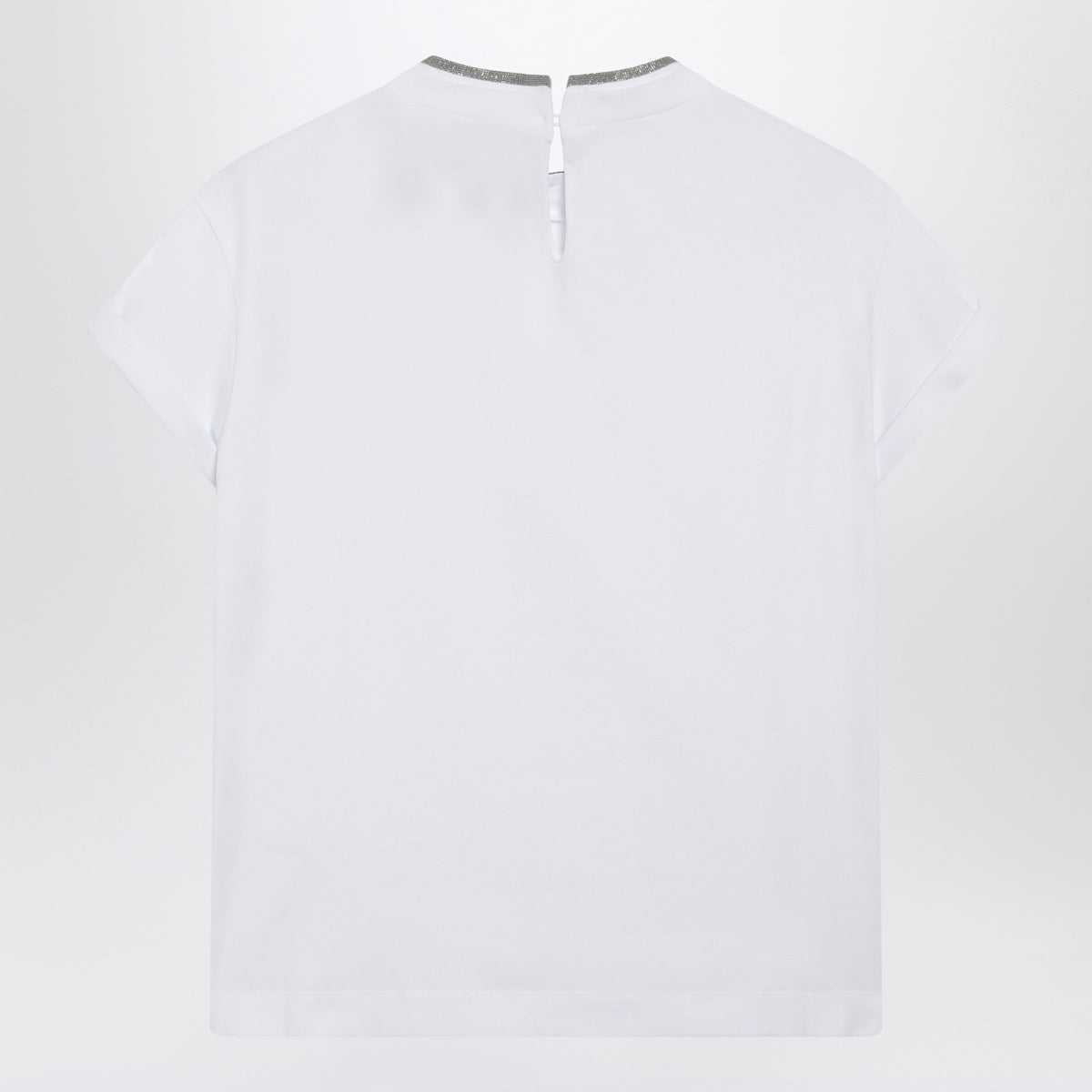 Brunello Cucinelli White Crew-Neck T-Shirt With Pendant Women BRUNELLO CUCINELLI