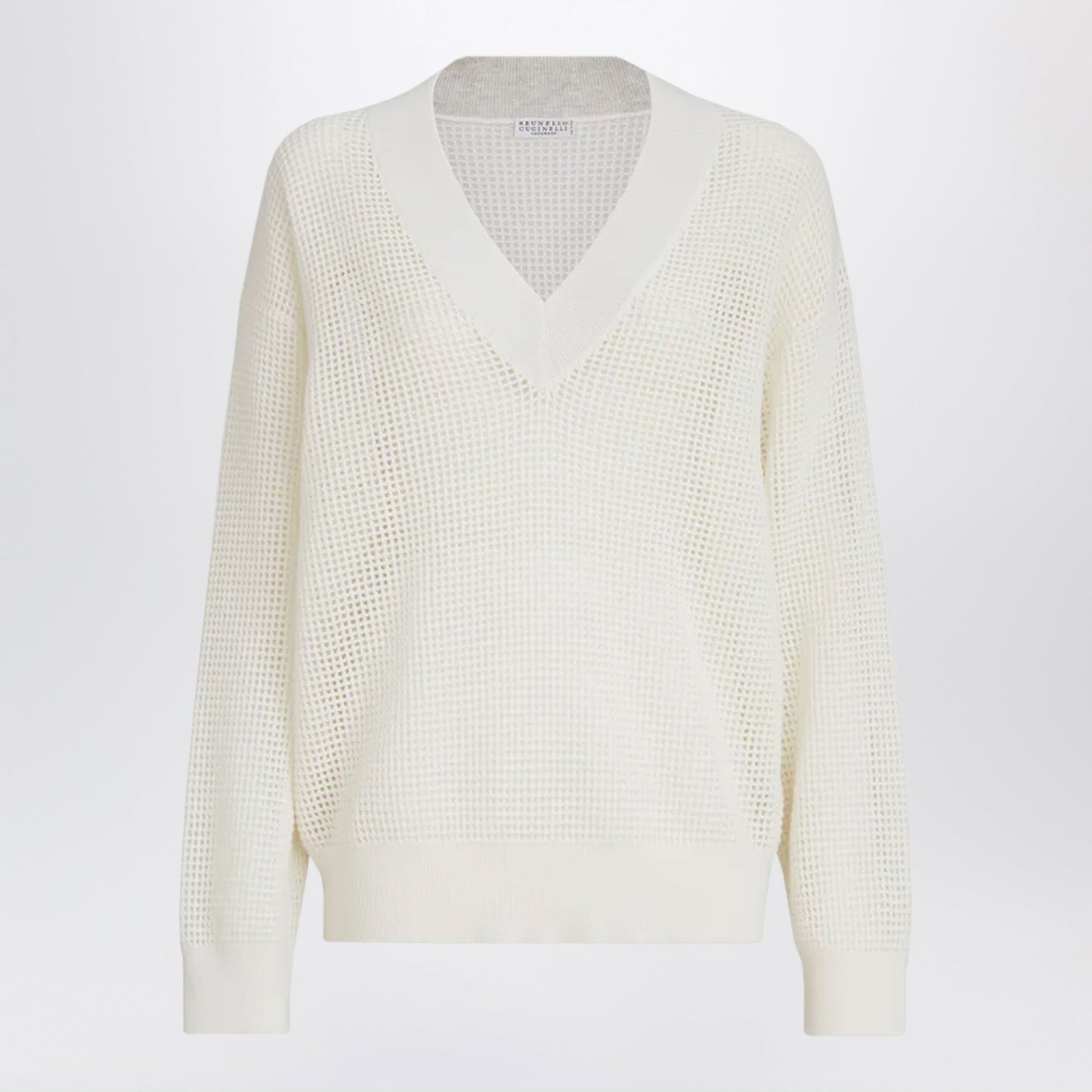Brunello Cucinelli White Cashmere Mesh Sweater Women BRUNELLO CUCINELLI