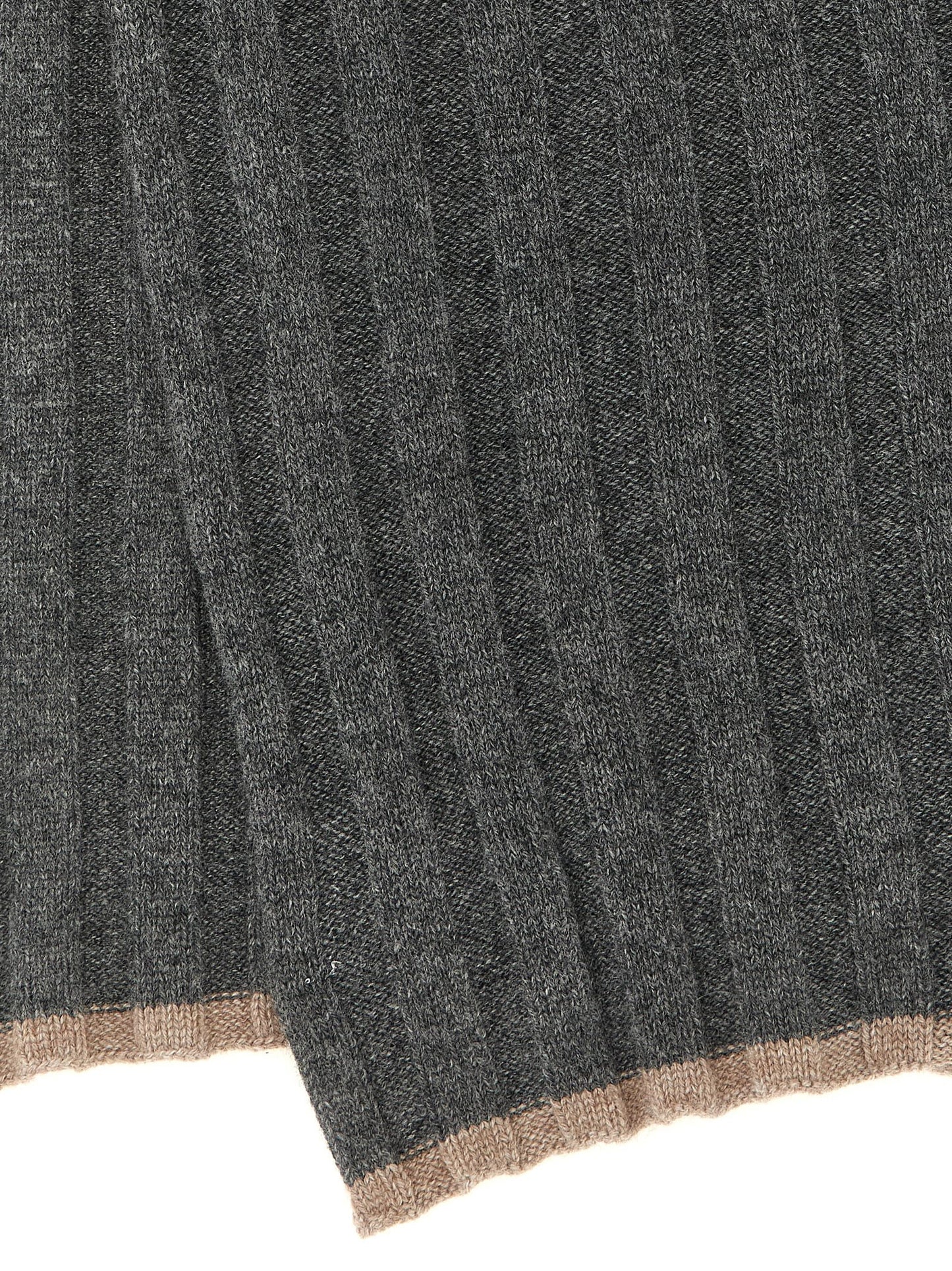 Brunello Cucinelli Men Ribbed Cashmere Knit Scarf BRUNELLO CUCINELLI