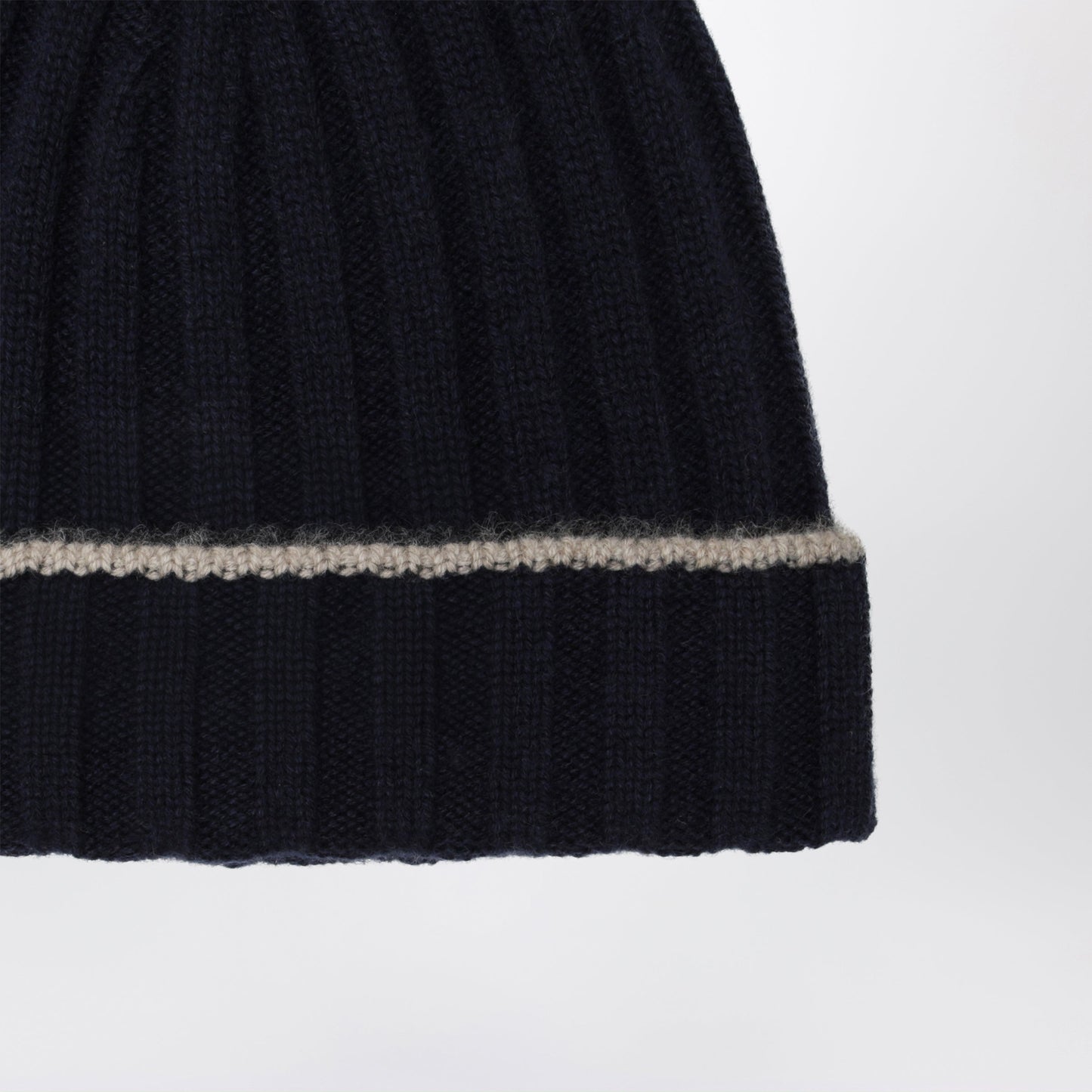 Brunello Cucinelli Ribbed Cashmere Beanie In Navy Blue Men BRUNELLO CUCINELLI