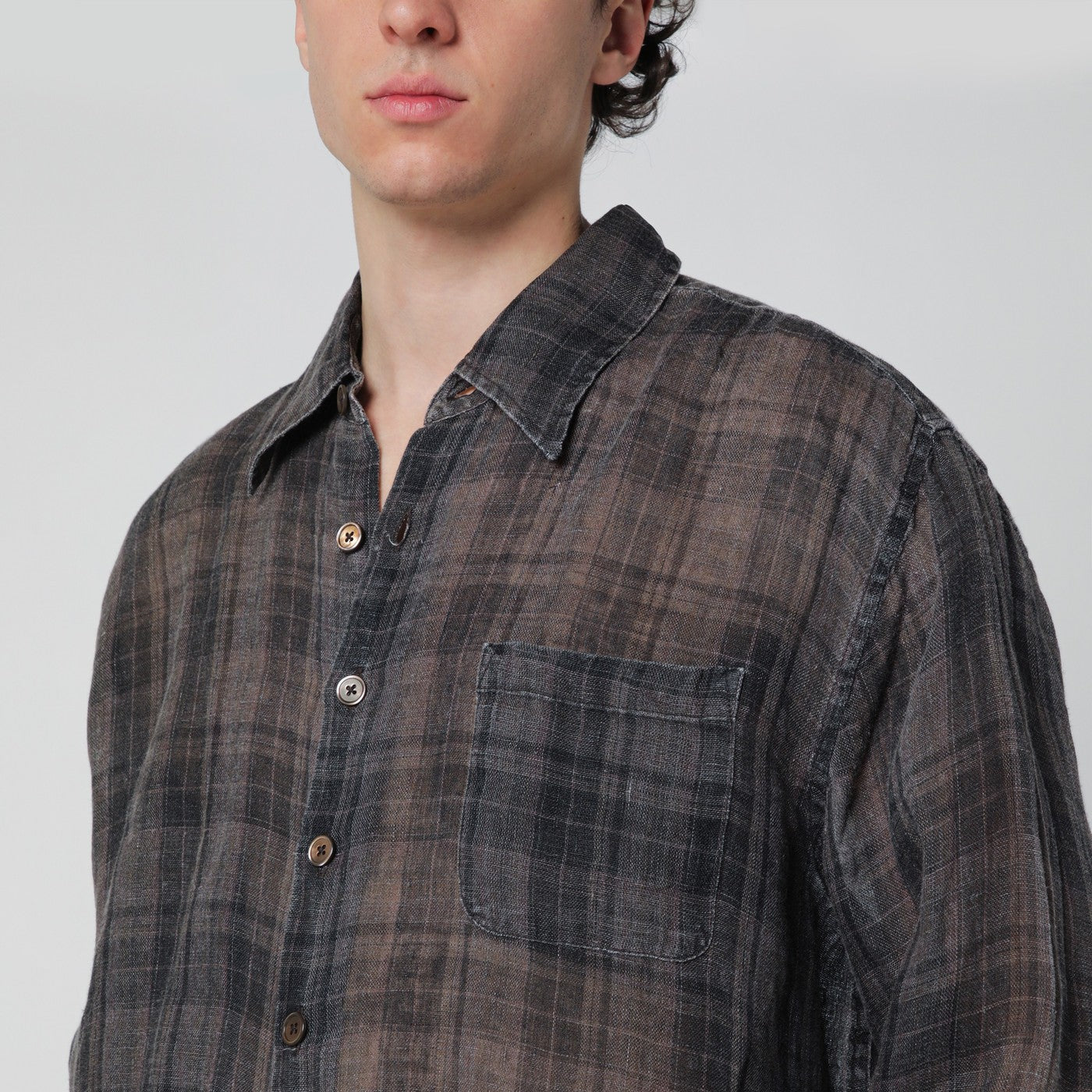 Our Legacy Linen Check Shirt Men OUR LEGACY