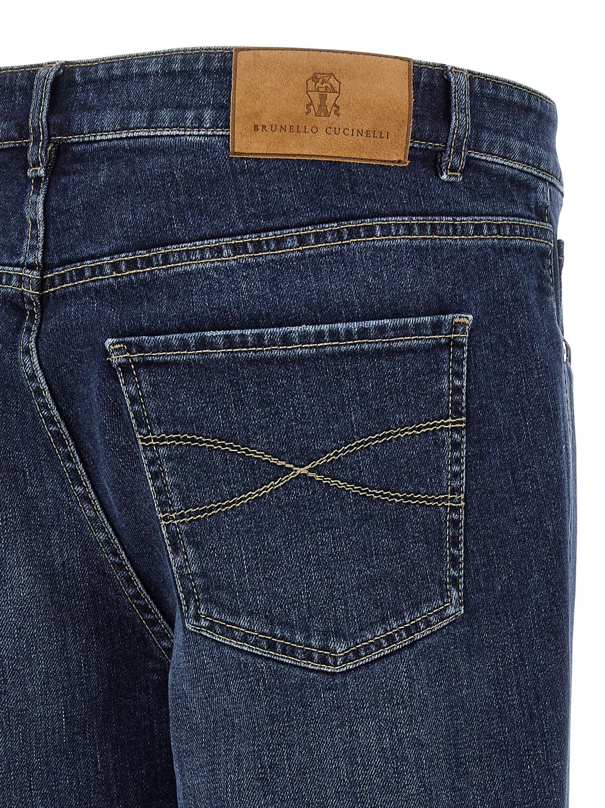 Brunello Cucinelli Men Logo Embroidery Stretch Jeans BRUNELLO CUCINELLI