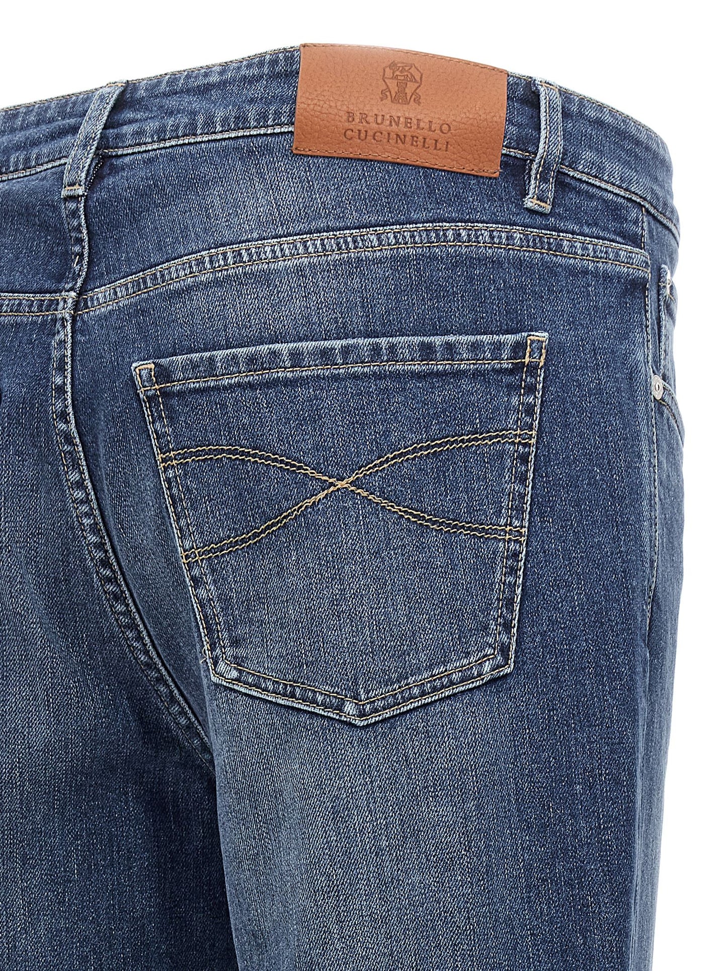 Brunello Cucinelli Men Logo Embroidery Stretch Jeans BRUNELLO CUCINELLI