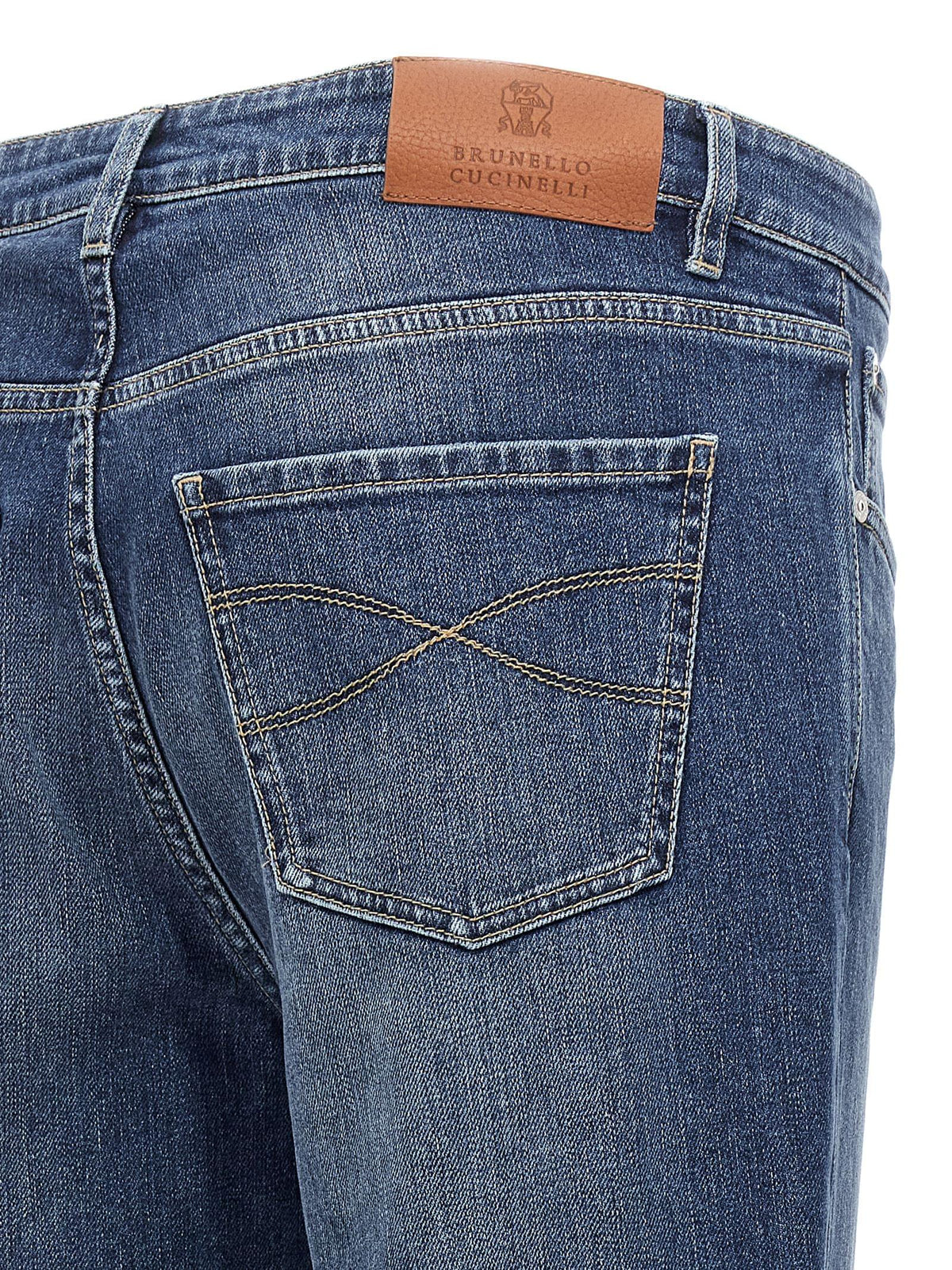 Brunello Cucinelli Men Logo Embroidery Stretch Jeans BRUNELLO CUCINELLI