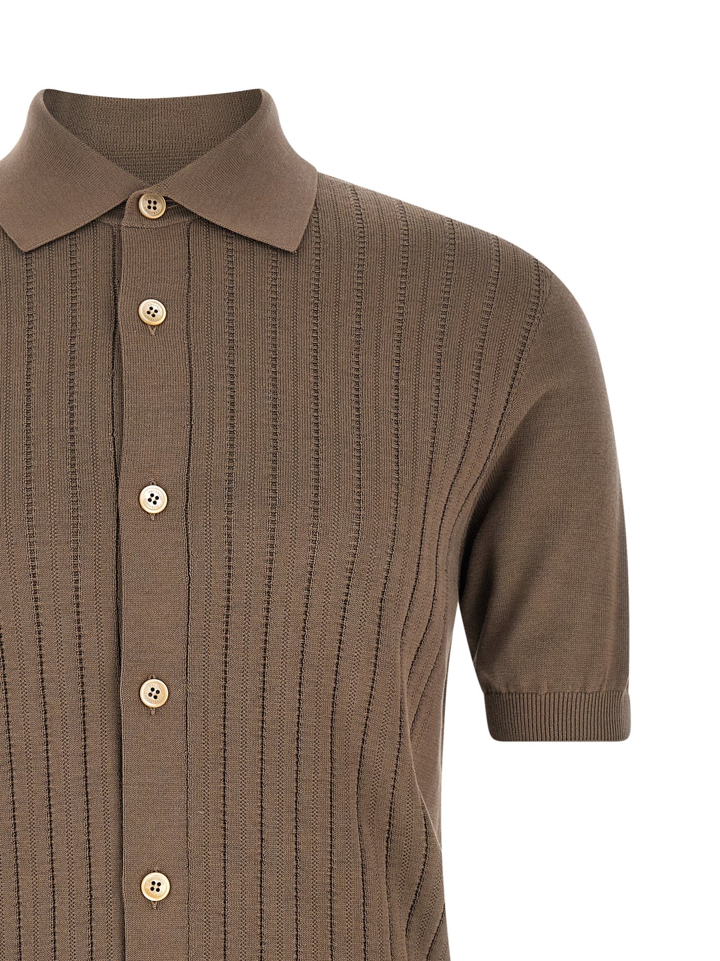 Brunello Cucinelli Men Operated Ribbed Shirt BRUNELLO CUCINELLI