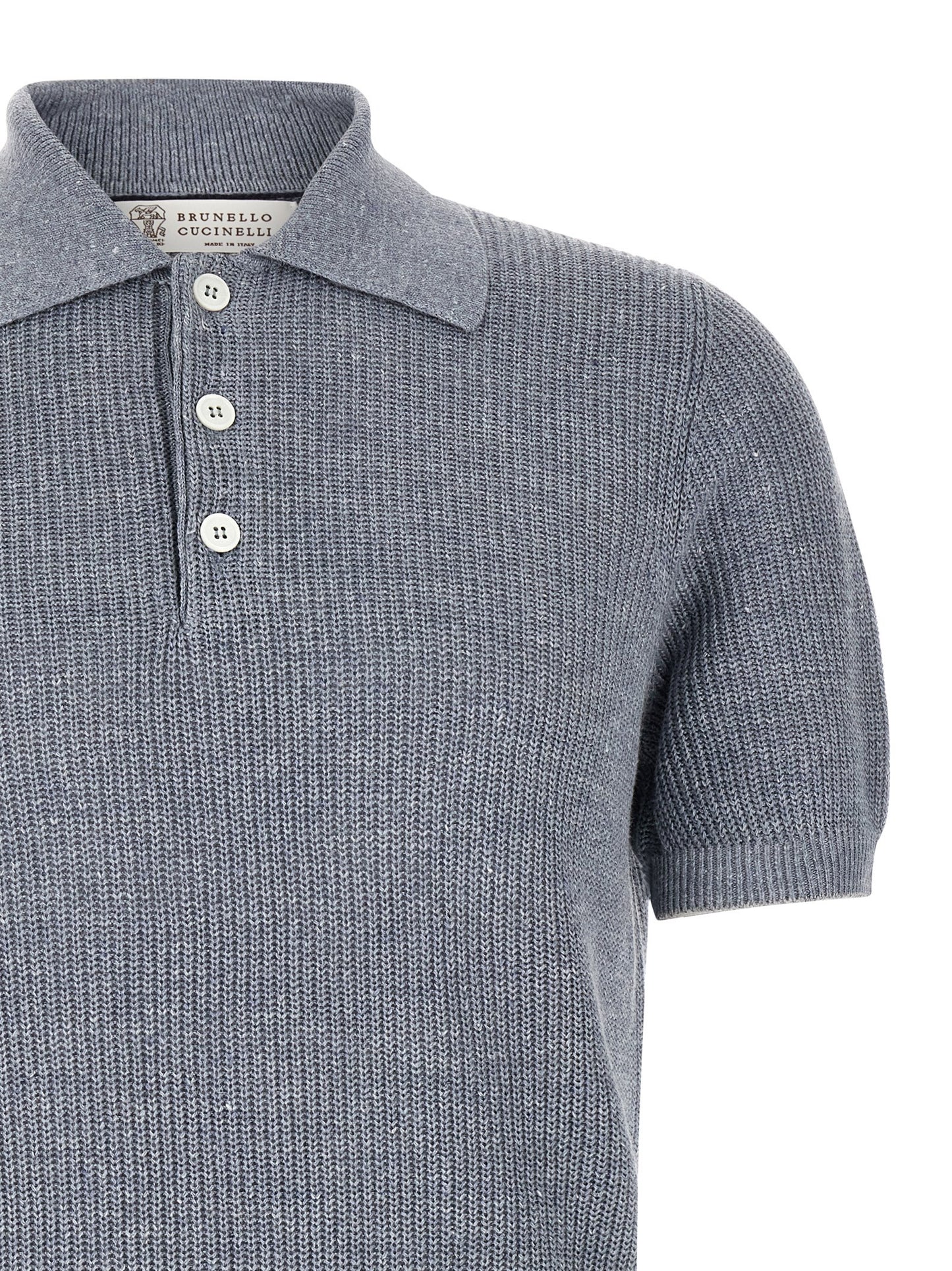 Brunello Cucinelli Men English Half-Ribbed Polo Shirt BRUNELLO CUCINELLI