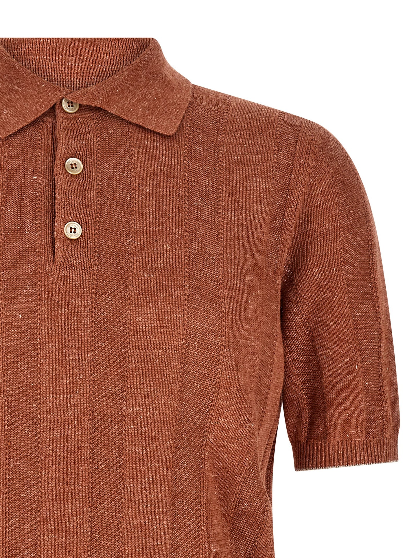 Brunello Cucinelli Men Wide Ribbed Polo Shirt BRUNELLO CUCINELLI