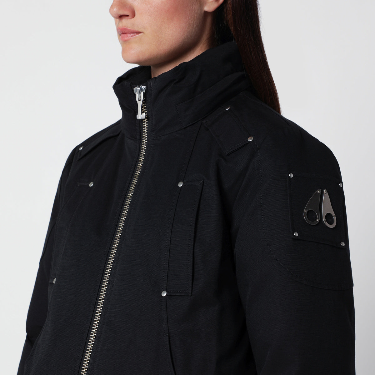 Moose Knuckles Debbie Original Black Hooded Bomber Jacket Women MOOSE KNUCKLES