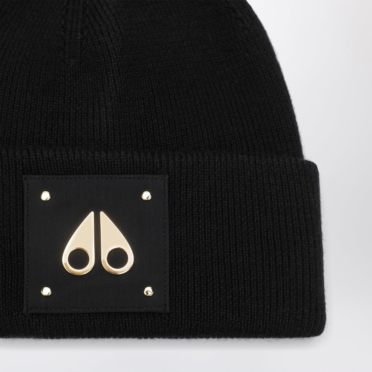 Moose Knuckles Gold Series Icon Black Wool Beanie Men MOOSE KNUCKLES