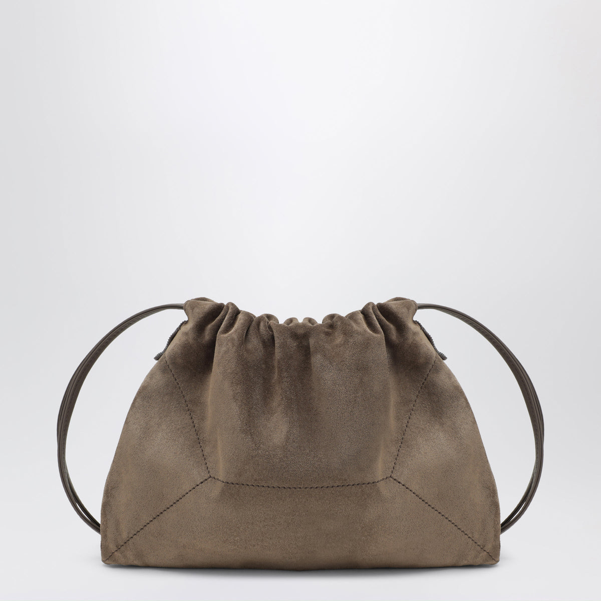 Brunello Cucinelli Grey Green Suede Bc Duo Pouch Bag With Monile Women BRUNELLO CUCINELLI