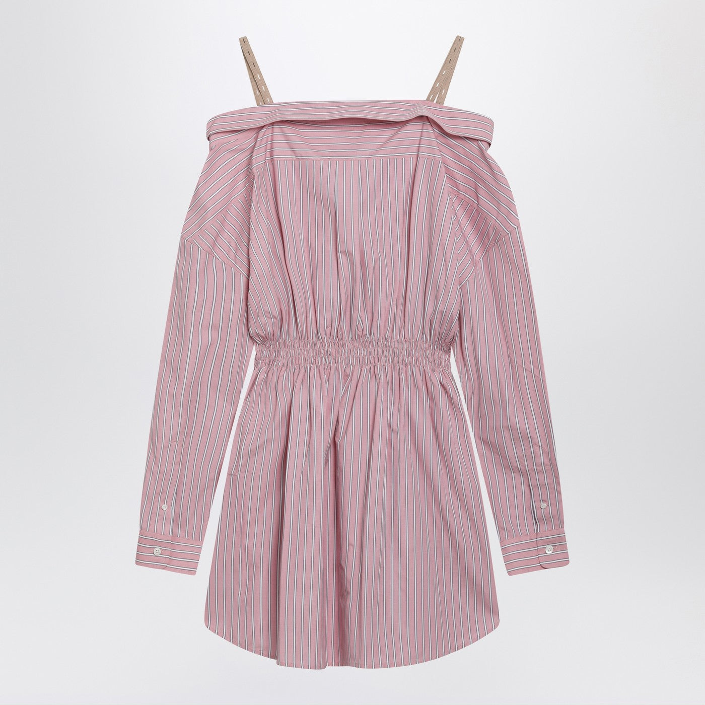 Miu Miu Pink Shirtdress With Elastic Straps Women MIU MIU