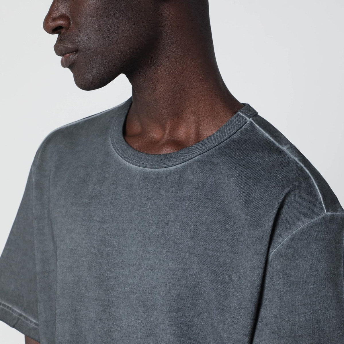 Sefr Mauro Black Washed-Effect T-Shirt In Organic Cotton Men SEFR