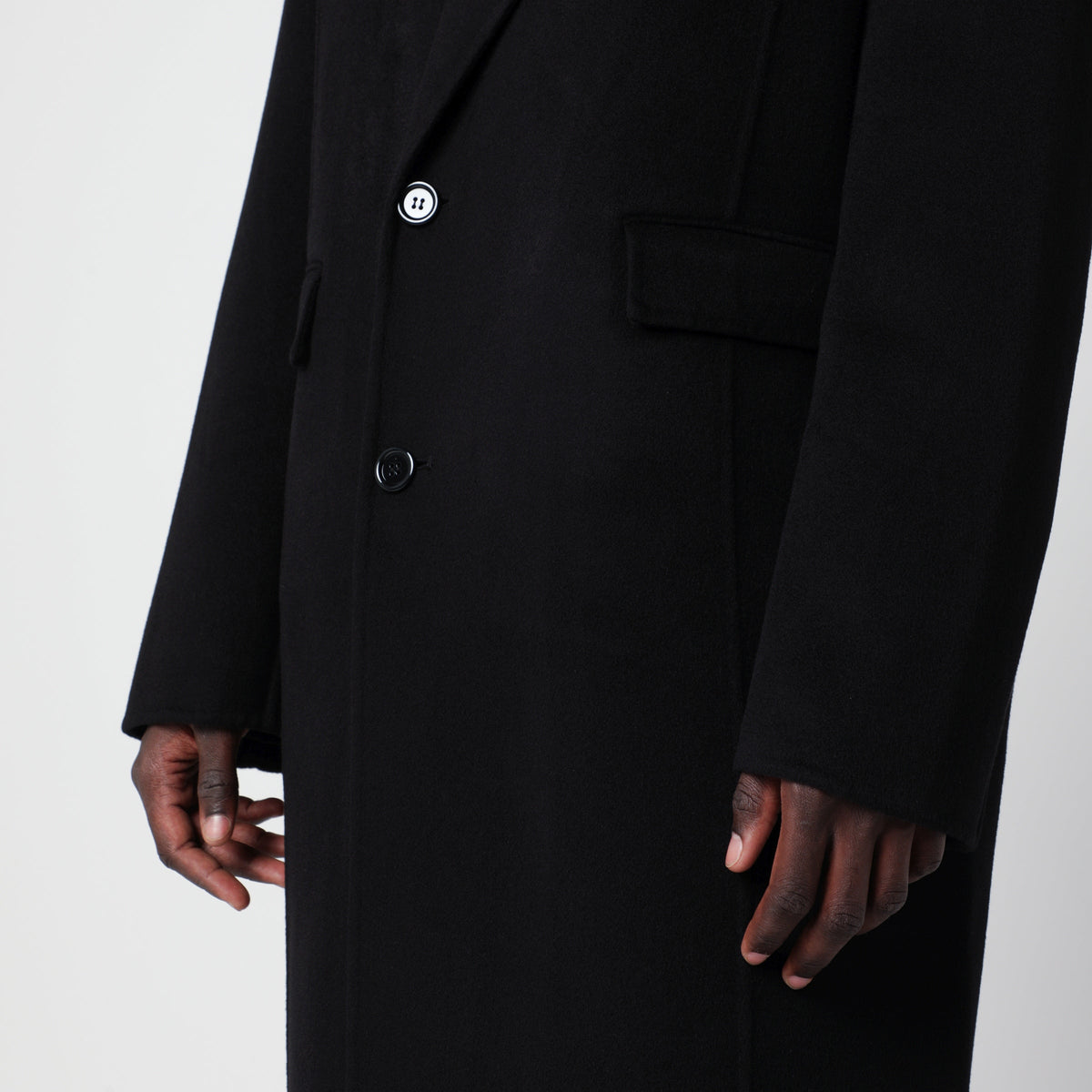 Sefr Long Black Wool And Cashmere Coat Men SEFR