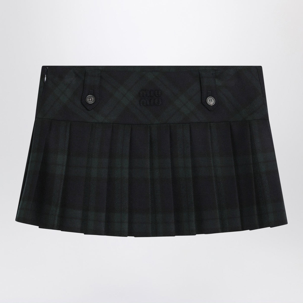 Miu Miu Blue/Green Pleated Wool Mini Skirt Women MIU MIU
