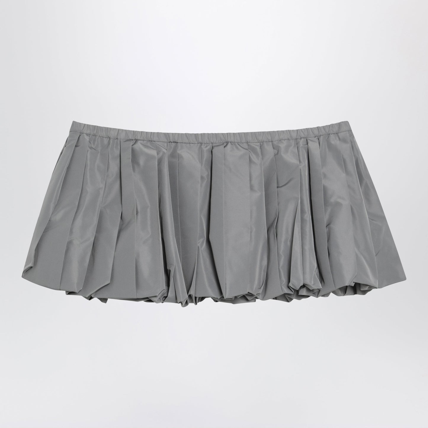 Miu Miu Pleated Balloon Tec Canvas Miniskirt In Lead Grey Women MIU MIU