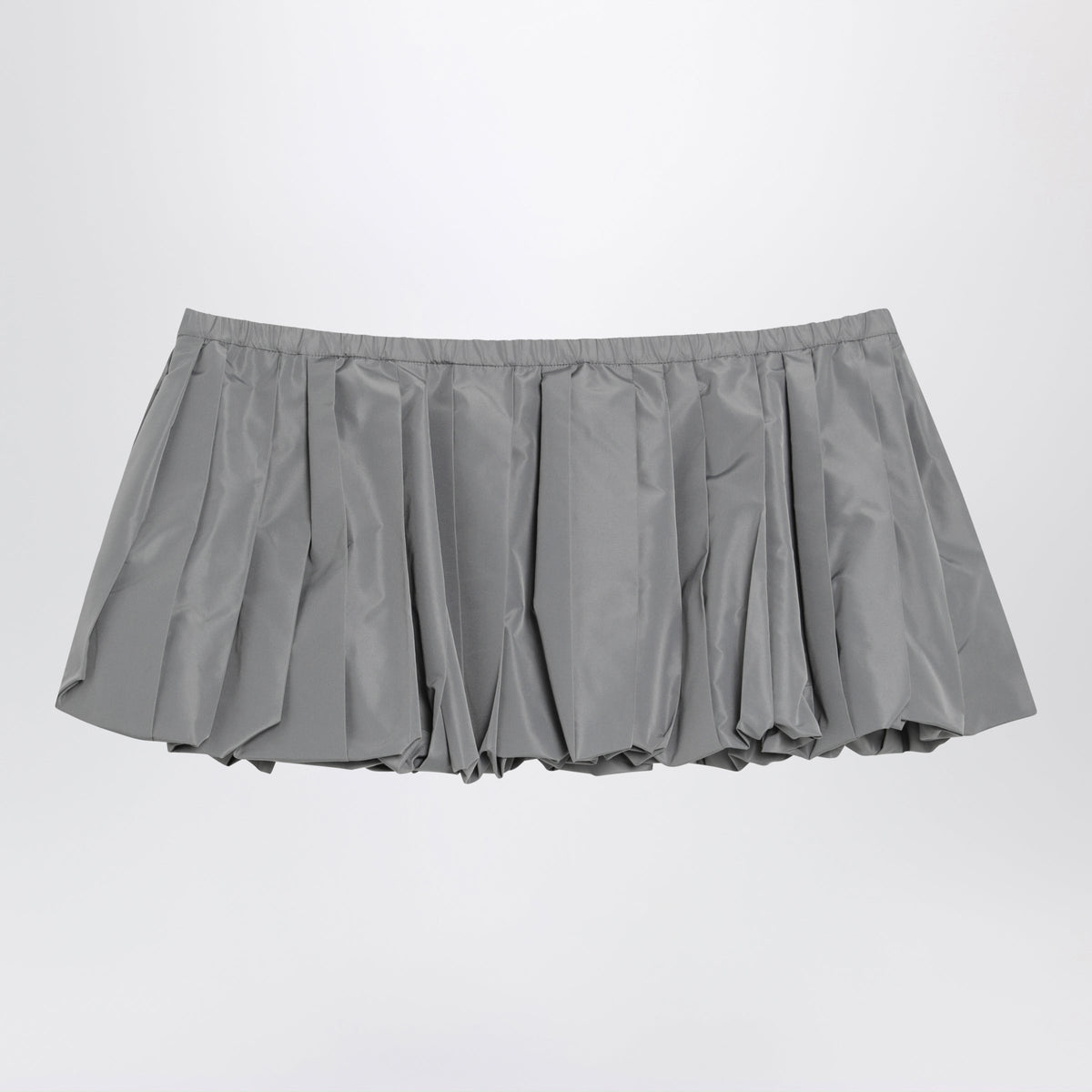 Miu Miu Pleated Balloon Tec Canvas Miniskirt In Lead Grey Women MIU MIU