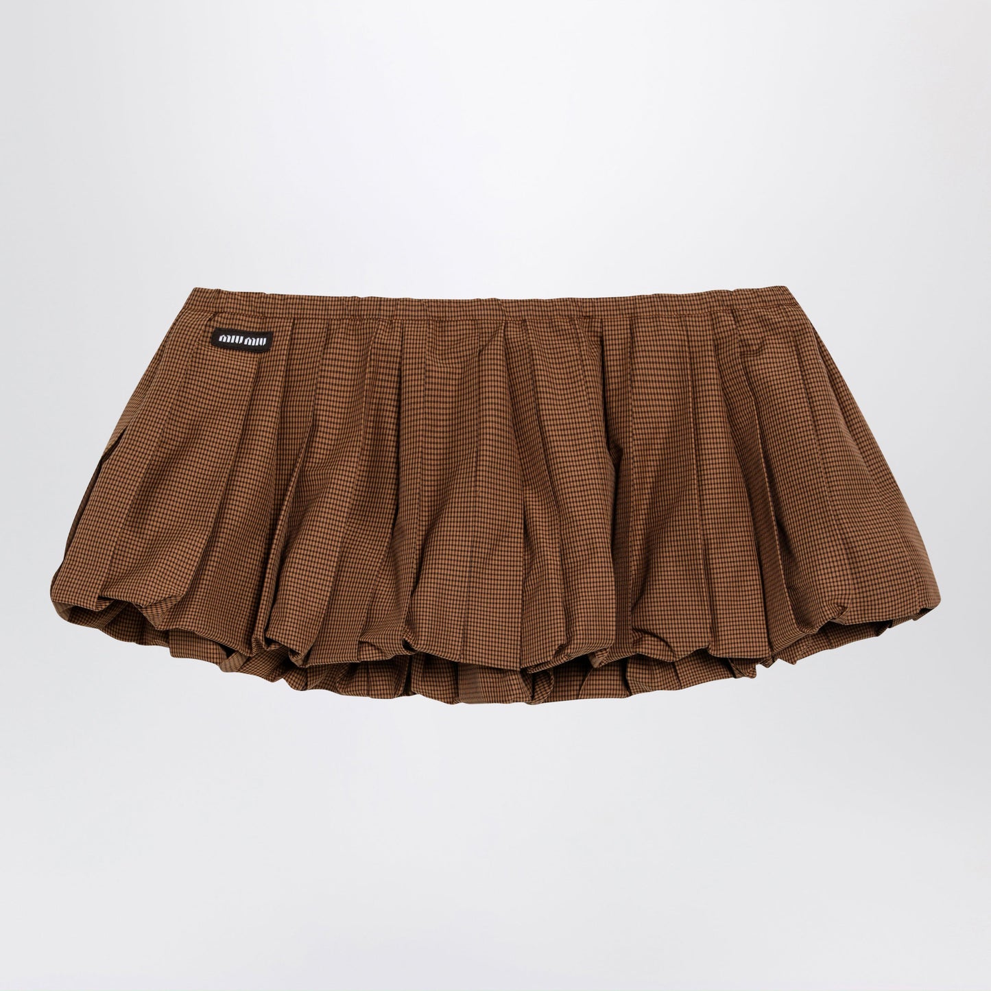 Miu Miu Pleated Vichy-Check Mini Skirt In Caramel Women MIU MIU