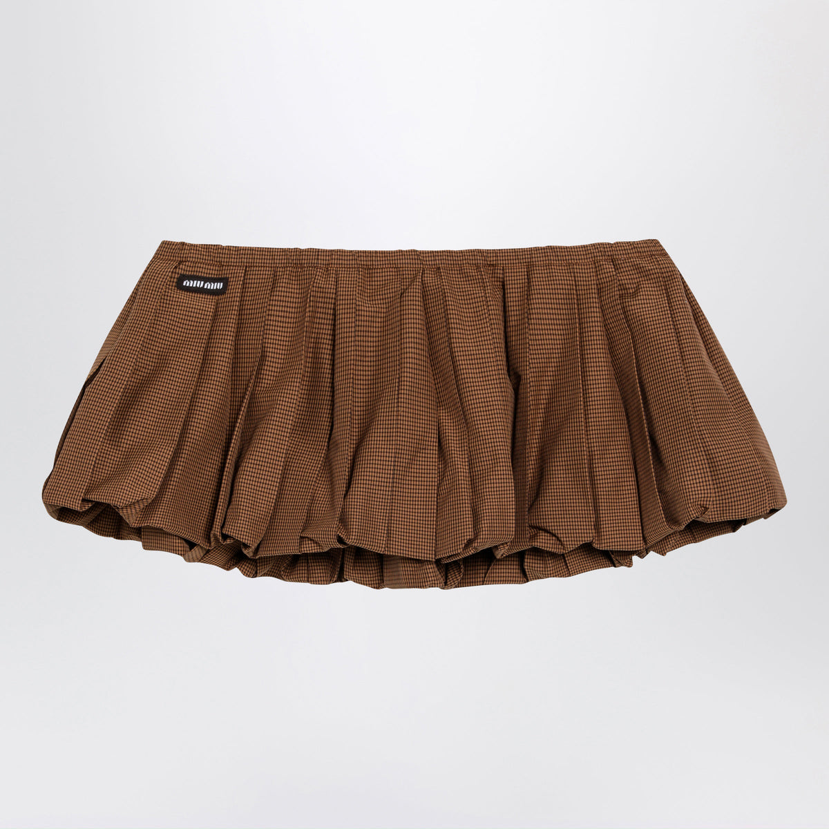 Miu Miu Pleated Vichy-Check Mini Skirt In Caramel Women